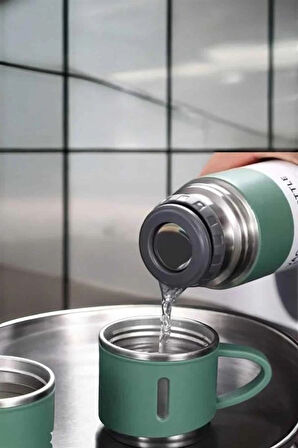 CEYLAN ADAM Paslanmaz Çelik 3’lü Termos Seti Vakumlu ve 8 Saat Isı Koruma