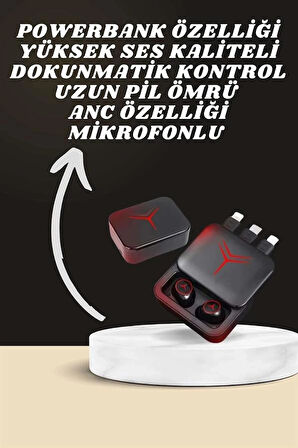 CEYLAN ADAM Dijital Göstergeli Powerbank Kablosuz Kulaklık ve 7 Kordonlu Yeni Nesil Akıllı Saat Dokunmatik Kontrol