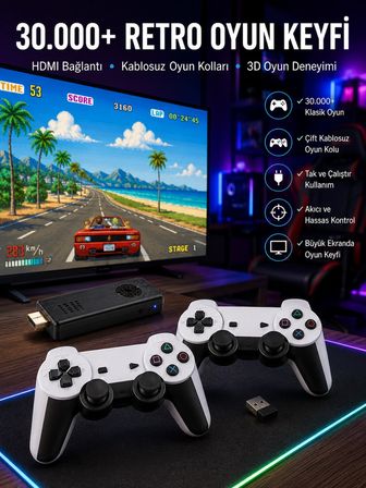 Mey İthalat® Joystick Çift Kollu Oyun Kolu Retro Oyun Yüksek Çözünürlüklü 3D Game Yeni Nesil