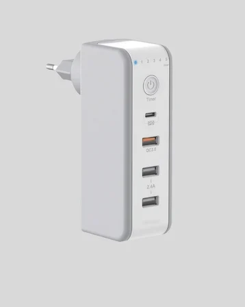 Mey İthalat® Zaman Kontrollü Şarj Cihazı 30W Hızlı Şarj ve Çoklu USB Çıkışı Yeni Nesil