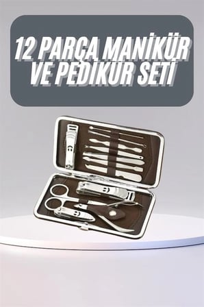 Mey İthalat® 12 Parça Manikür Pedikür Seti Tırnak Bakımı Nasır Temizleme El Ayak Bakımı