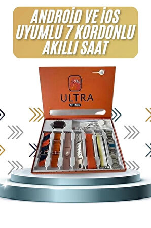 CEYLAN ADAM 7 Kordonlu Akıllı Saat Plastik Kordon Hasır Kordon Çelik Kordon