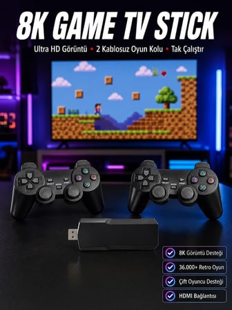 Mey İthalat® 8K Ultra HD Game Box 36500 Oyunlu Game Stick Oyun Konsolu