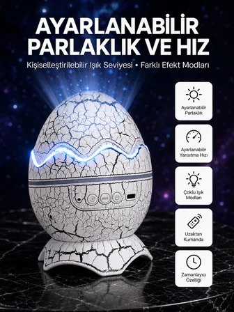 Mey İthalat Dinozor Yumurtası Tasarımlı Projektörlü Gece Lambası