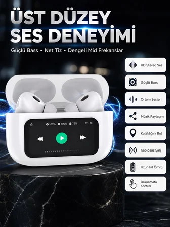 Mey İthalat Dokunmatik Ekranlı Bluetooth Kulaklık TWS İOS Android Tüm Telefonlara Uyumlu Kulaklık Yeni Nesil
