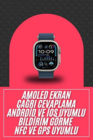 CEYLAN ADAM 49mm Akıllı Saat Amoled Ekranlı Kadın Erkek Kol Saati Plastik Kordon