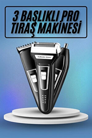 CEYLAN ADAM Kulak Burun Kıl Kesme Ense Yanak Tıraş Seti 3 Başlıklı Profesyonel