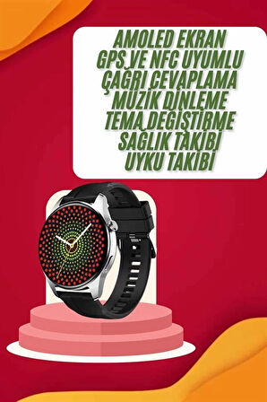 CEYLAN ADAM Yeni Nesil Akıllı Saat Çift Kordonlu 1.5 Inç Yuvarlak Ekran GPS ve NFC Uyumlu