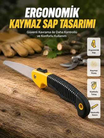 Mey İthalat® Bahçe ve Odun Kesimi İçin Katlanır El Testeresi