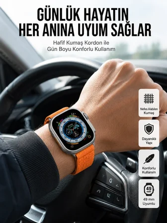 Mey İthalat® Yeni Nesil Akıllı Saat Çok Yönlü Titreşimli 49 MM Android ve İOS Uyumlu
