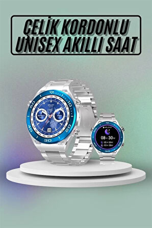 CEYLAN ADAM Akıllı Saat Çelik Kordonlu Amoled Ekran Android ve İOS Uyumlu Çağrı Cevaplayabilen