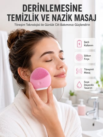 Mey İthalat® Hassas Ciltlere Özel Titreşimli Yüz Temizleme ve Masaj Aleti