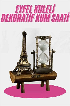 CEYLAN ADAM Eyfel Kulesi Tasarımlı Kum Saati Kristalleştirilmiş Kum Saati Dekoratif Ahşap Görünümlü