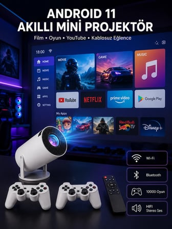 Mey İthalat® Full HD 8 GB Ayaklı Çift Kollu 4K Video Oyun Konsolu Taşınabilir Yeni Nesil