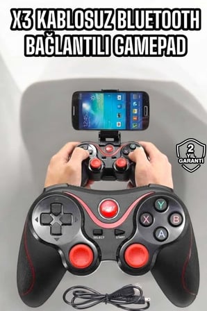 Mey İthalat® Game Stick Android Uyumlu Gamepad X3 Standlı Oyun Kolu Bluetooth Bağlantılı