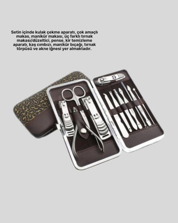 12 Parçalık Özel Deri Çantalı Kişisel Bakım Seti