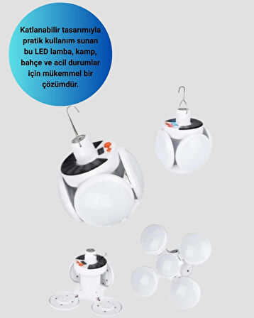 CEYLAN ADAM Güneş Enerjili Katlanabilir 5 Kanatlı Solar Bahçe Lambası