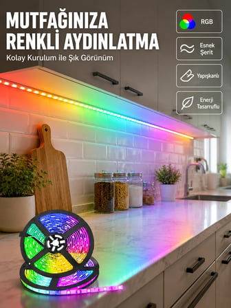 Mey İthalat Kumandalı 5 Metre Şerit LED Dekoratif Aydınlatma