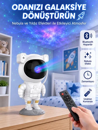 Mey İthalat Dekoratif ve Fonksiyonel Astronot Projeksiyon Aydınlatma