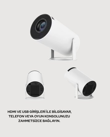 Mey İthalat 4K Uyumlu 130 İnç Full HD Projeksiyon Cihazı ve Kablosuz Aktarım Özelliği