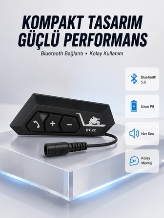 Mey İthalat BT22 Motosiklet Kask İçi Bluetooth Kulaklık İnterkom Destekli Yeni Nesil