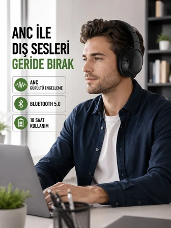 Mey İthalat Geniş Frekans Aralıklı Bluetooth Kulak Üstü Kulaklık