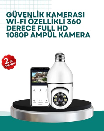 Mey İthalat® 360° Panoramik Görüntüleme Sunan Ampul Tipi Güvenlik Kamerası
