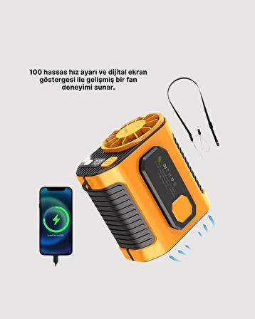 CEYLAN ADAM USB Şarjlı Güçlü Hız Ayarlı El ve Bel Fanı