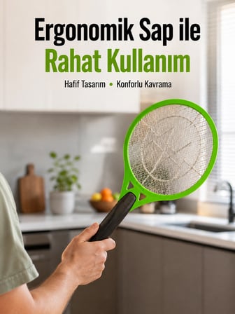 Mey İthalat® Pil ile Çalışan Elektrikli Sivrisinek Raketi | Kimyasal İçermeyen Hijyenik Çözüm Yeni Nesil