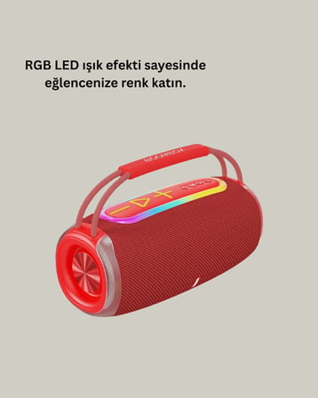 Mey İthalat® 20W Güçlü Ses Çift Sürücülü RGB LED Işıklı Bluetooth 5.3 Hoparlör