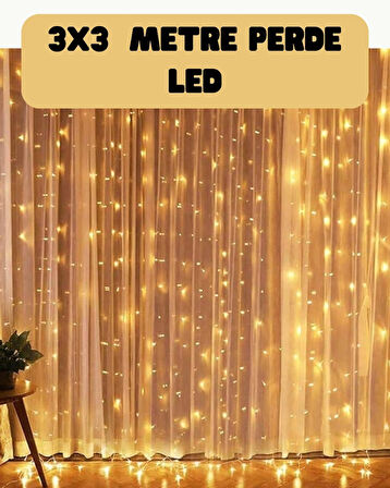 CEYLAN ADAM 3x3 Metre Perde LED Işık Sıcak  Şelale Tasarım Dekoratif Aydınlatma