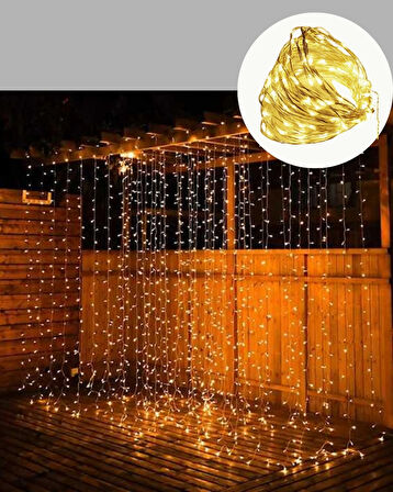 CEYLAN ADAM 3x3 Metre Perde LED Işık Sıcak  Şelale Tasarım Dekoratif Aydınlatma