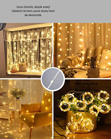 CEYLAN ADAM 3x3 Metre Perde LED Işık Sıcak  Şelale Tasarım Dekoratif Aydınlatma