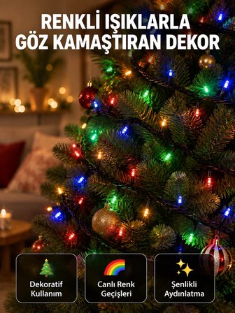 Mey İthalat® 50’li LED Şeffaf Kablolu 5 m Aydınlatma Işık Süsleme Led Yeni Nesil