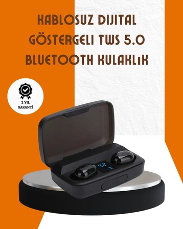 Mey İthalat® Bluetooth V5.0 Parmak Dokunmatik Kontrol Kablosuz Kulaklık Şarj Kutulu Model