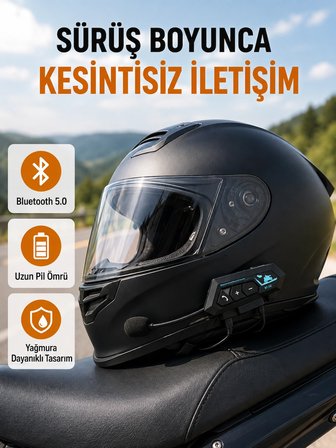 Mey İthalat Motosiklet Kask Kulaklığı Bluetooth 5.0 Gürültü Önleme ve Hızlı Bağlantı Yeni Nesil