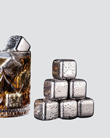 CEYLAN ADAM Paslanmaz Çelik Metal Buz Küpü Seti Sulandırmadan Soğutma ve Klips Dahil