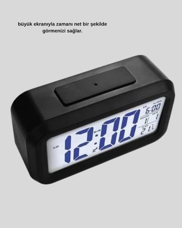 Mey İthalat® Dijital Masa Saati Sensörlü Aydınlatmalı Alarm ve Sıcaklık Ölçerli