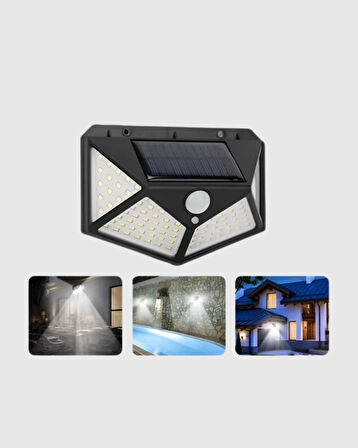 CEYLAN ADAM 100 LED Güneş Enerjili Bahçe Lambası – PIR Sensörlü, IP65 Su Geçirmez Dış Mekan Aydınlatma