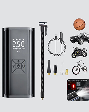 CEYLAN ADAM Dijital Ekranlı Kablosuz Hava Pompası LED Işıklı 12V 80W