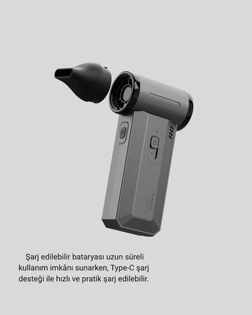 Mey İthalat 130000 RPM Çok Fonksiyonlu Şarjlı Hava Üfleme ve Vakum Temizlik Cihazı