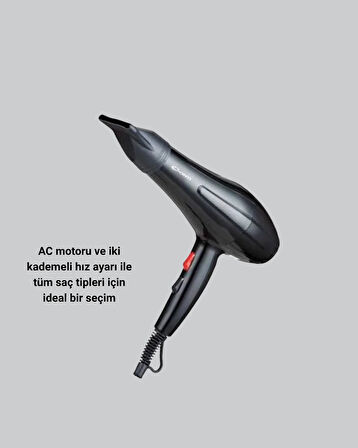 CEYLAN ADAM Profesyonel 2200W Fön Makinesi – AC Motorlu, Hızlı Kurutma, Hafif Tasarım