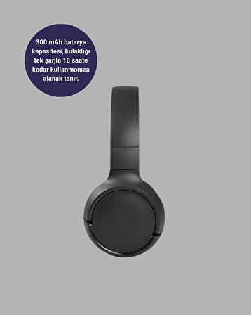 CEYLAN ADAM Siyah Kablosuz Bluetooth Kulaklık 300 mAh Hızlı Şarj Katlanabilir Pedli