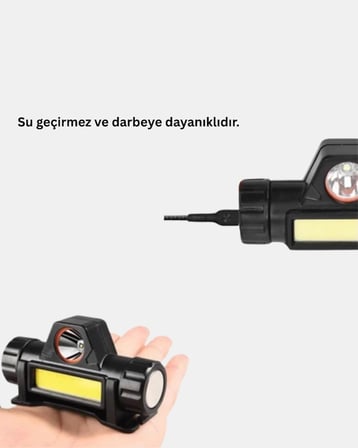 Mey İthalat® Profesyonel Şarjlı LED Kafa Lambası – Uzun Mesafe + Ortam Aydınlatması