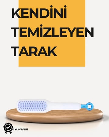 Mey İthalat Kendi Kendini Temizleyen Saç Tarağı – Anti-Statik, Silikon Uçlu, ABS Malzeme, 22x4 cm