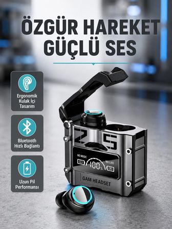 Mey İthalat IPX5 Su Geçirmez Kablosuz Bluetooth Kulaklık – Powerbank Şarj Kutulu, Düşük Gecikmeli Oyun Modu