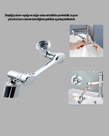 CEYLAN ADAM Döner Musluk Başlığı Çok Açılı Robotik Kol Su Tasarruflu