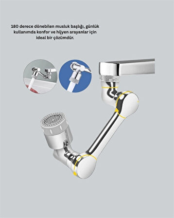 CEYLAN ADAM Esnek 1080° Musluk Başlığı 3 Eklemli Hareketli Su Modlu Lavabo Aparatı