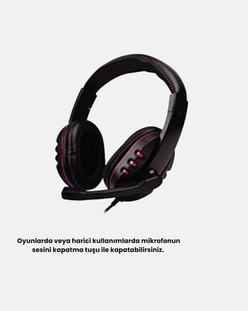 Mey İthalat® Stereo Ses Destekli Mikrofonlu Gaming Kulaklık – Yumuşak Pedli