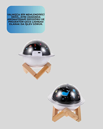 CEYLAN ADAM Projektör ışığı bulunan USB bağlantılı mini aromaterapi destekli hava nemlendirici